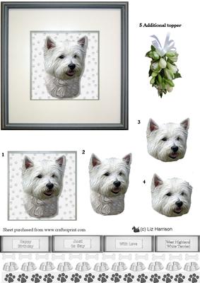 Westie 4 Portrait 3D Decouage