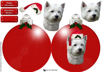 Westie 4 Christmas Bauble 3D Decoupage