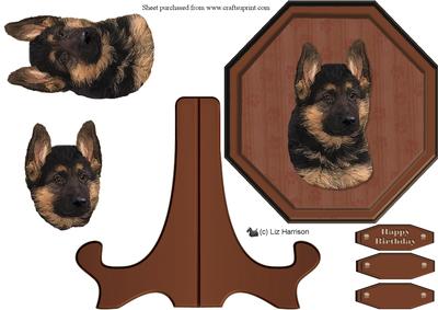 German Sheherd Puppy Plaque & Stand