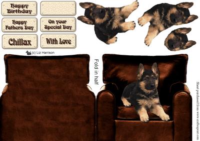 German Shepherd Puppy in an Arm Chair