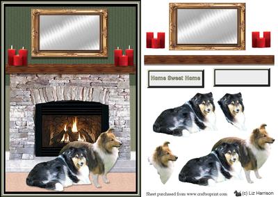 Shetland Sheepdogs Fire Place Scene