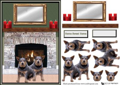 Australian Cattle Dog Fire Place Scene
