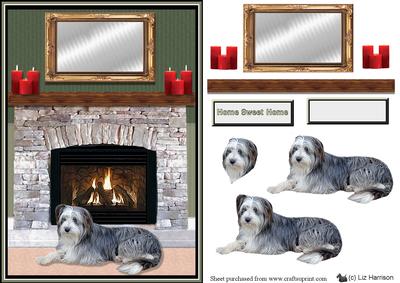 Bearded Collie Fire Place Scene