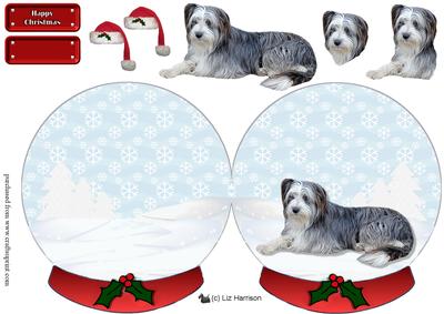 Bearded Collie Christmas Snow Globe