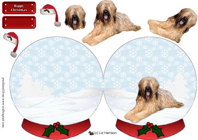 Briard Christmas Snow Globe