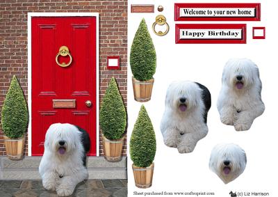 Old English Sheepdog Red Door Scene