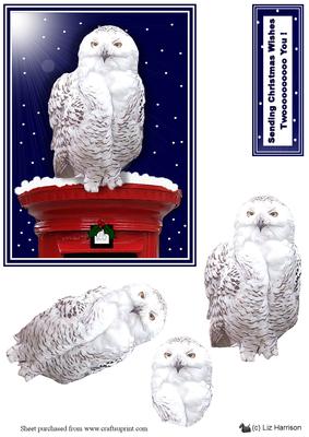 Snowy Owl Christmas Post Box Scene