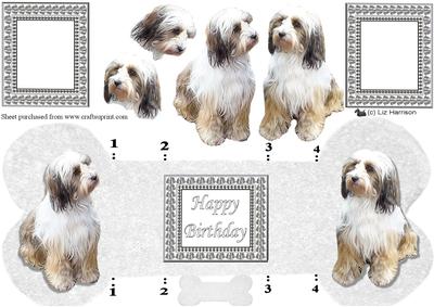 Tibetan Terrier Bone Shaped Card