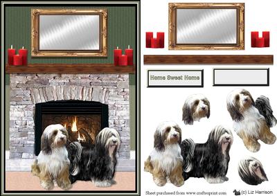 Tibetan Terriers Fireplace Scene