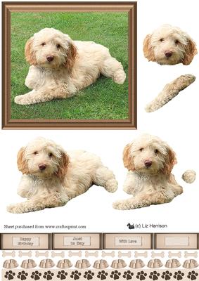 Cockerpoo Scene 3D Decoupage