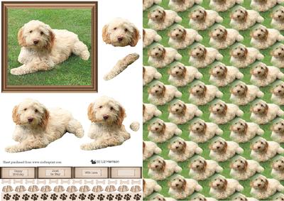 Cockerpoo Scene 3D Decoupage & Background