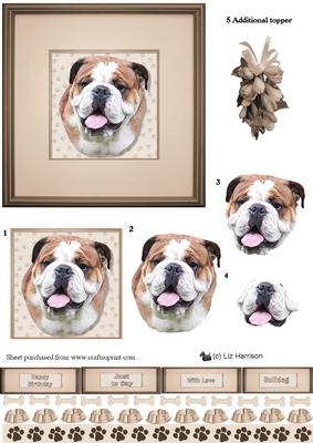 Bulldog Portrait 3D Decoupage