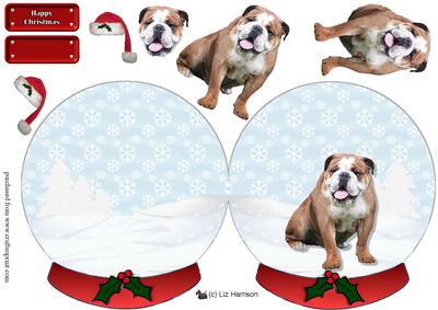 Bulldog Christmas Snow Globe