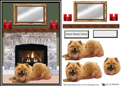 Chow Chow Fire Place Scene