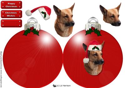 Canaan Dog Christmas Bauble Card