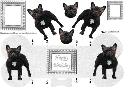 French Bulldog Bone Shaped Card