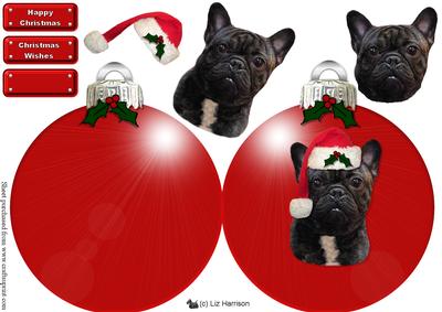 French Bulldog Christmas Bauble Decoupage