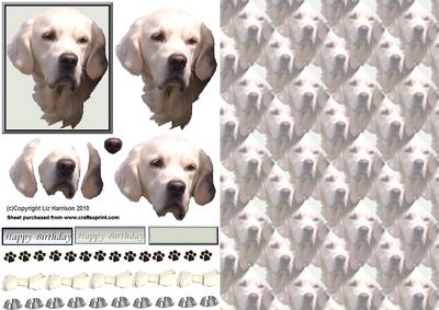 Golden Retriever Portrait 3D Decoupage with Background