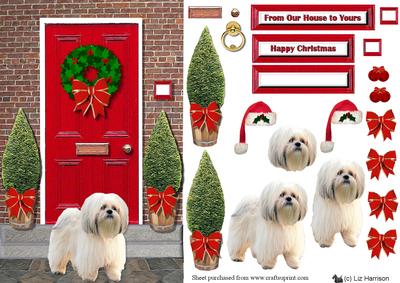 Lhasa Apso Christmas Door Step