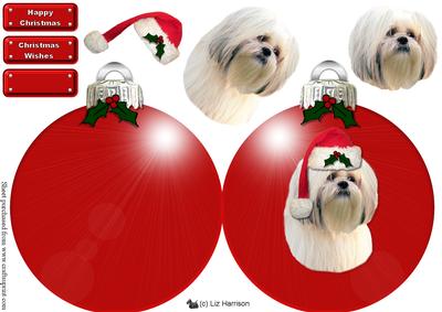 Lhasa Apso Christmas Bauble Decoupage