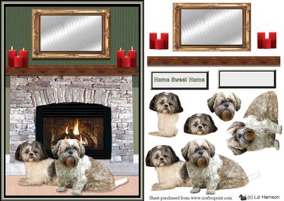 Shih Tzu Fire Place Scene