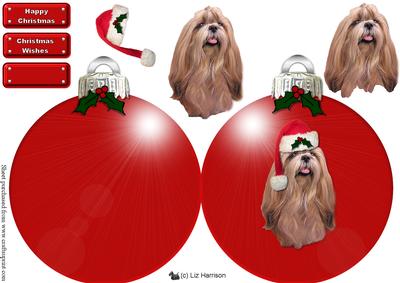 Shih Tzu Christmas Bauble Decoupage