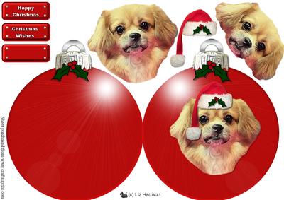 Tibetan Spaniel Christmas Bauble Decoupage