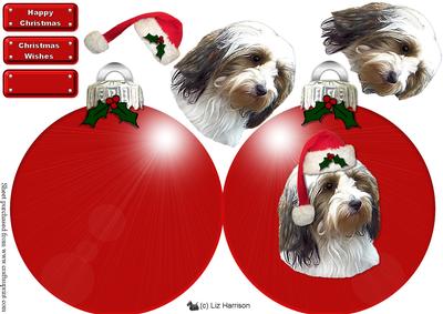 Tibetan Spaniel Christmas Bauble Decoupage