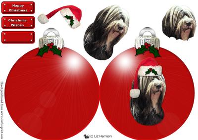 Tibetan Terrier Christmas Bauble Decoupage