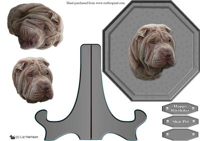 Shar Pei ,grey, Christmas Bauble Decoupage