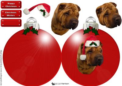 Shar Pei Christmas Bauble Decoupage