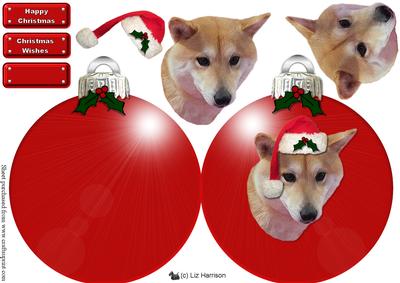 Shiba Inu Christmas Bauble Decoupage