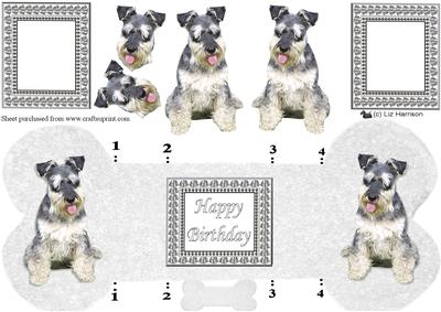 Miniature Schnauzer Bone Shaped Card