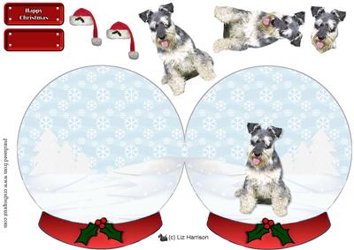 Miniature Schnauzer Christmas Snow Globe Decoupage