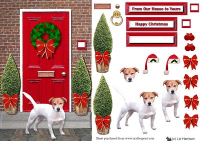 Jack Russell Christmas Door Step Scene