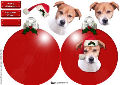 Jack Russell Terrier Christmas Bauble Decoupage
