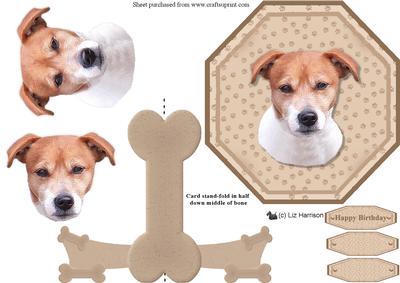 Jack Russell Terrier Plate Shaped Card & Bone Stand