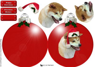 Japanese Akita Inu Christmas Bauble Decoupage
