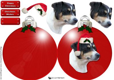 Jack Russell Terrier Christmas Bauble Decoupage