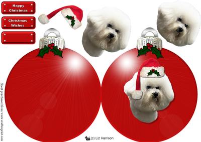 Bichon Frise Christmas Bauble Decoupage
