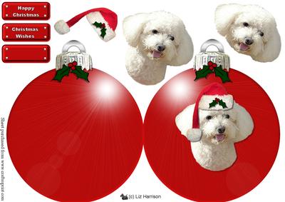 Bichon Frise Christmas Bauble Decoupage