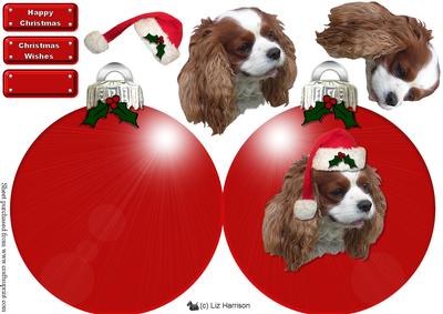 Cavalier King Charles Spaniel Christmas Bauble Decoupage