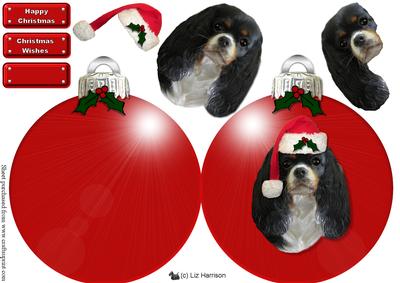 King Charles Spaniel Christmas Bauble Decoupage