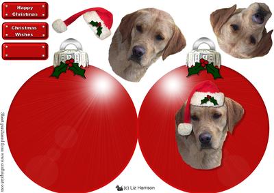 Golden Labrador Christmas Bauble Decoupage