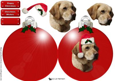 Golden Labrador Christmas Bauble Decoupage