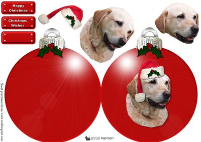 Golden Labrador Christmas Bauble Decoupage