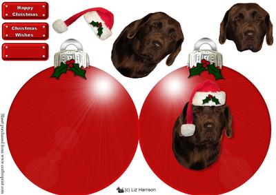 Chocolate Labrador Christmas Bauble Decoupage