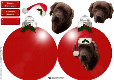Chocolate Labrador Christmas Bauble Decoupage