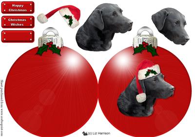 Black Labrador Christmas Bauble Decoupage