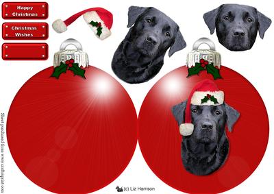 Black Labrador Retriever Christmas Bauble Decoupage